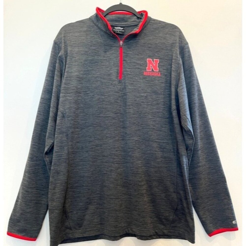 Nebraska Cornhuskers Football Quarter Zip Large Mens Pullover Shirt Activewear